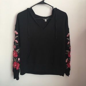 Black Floral Hoodie